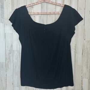 BCBG Max Azria 100 Merino Wool Sweater Blouse Large Black Party Quiet Luxury EUC